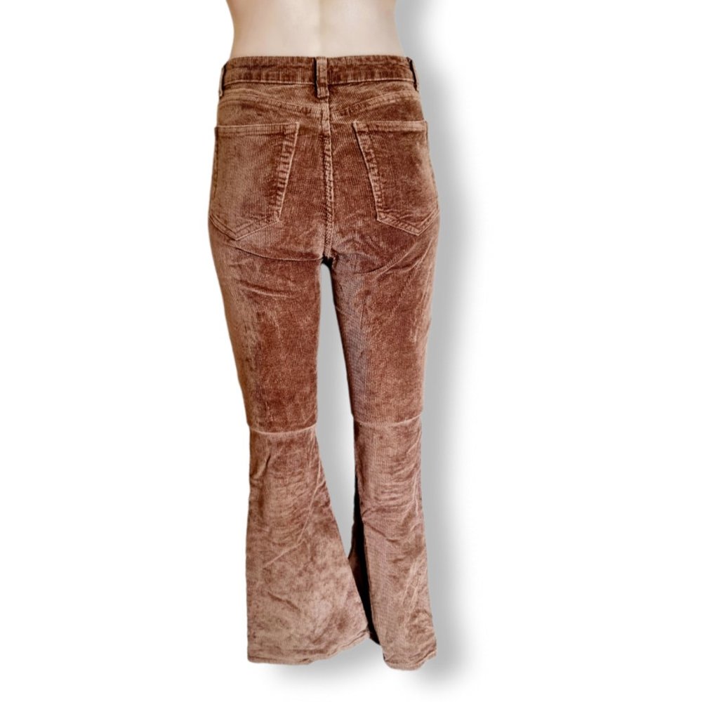 Brown corduroy denim flared jeans Zipper fly with one top button AU 6-8 - Picture 3 of 6
